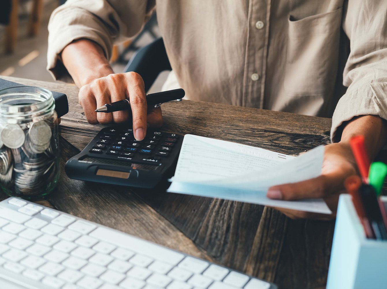 Business invoices and accounts receivable paperwork