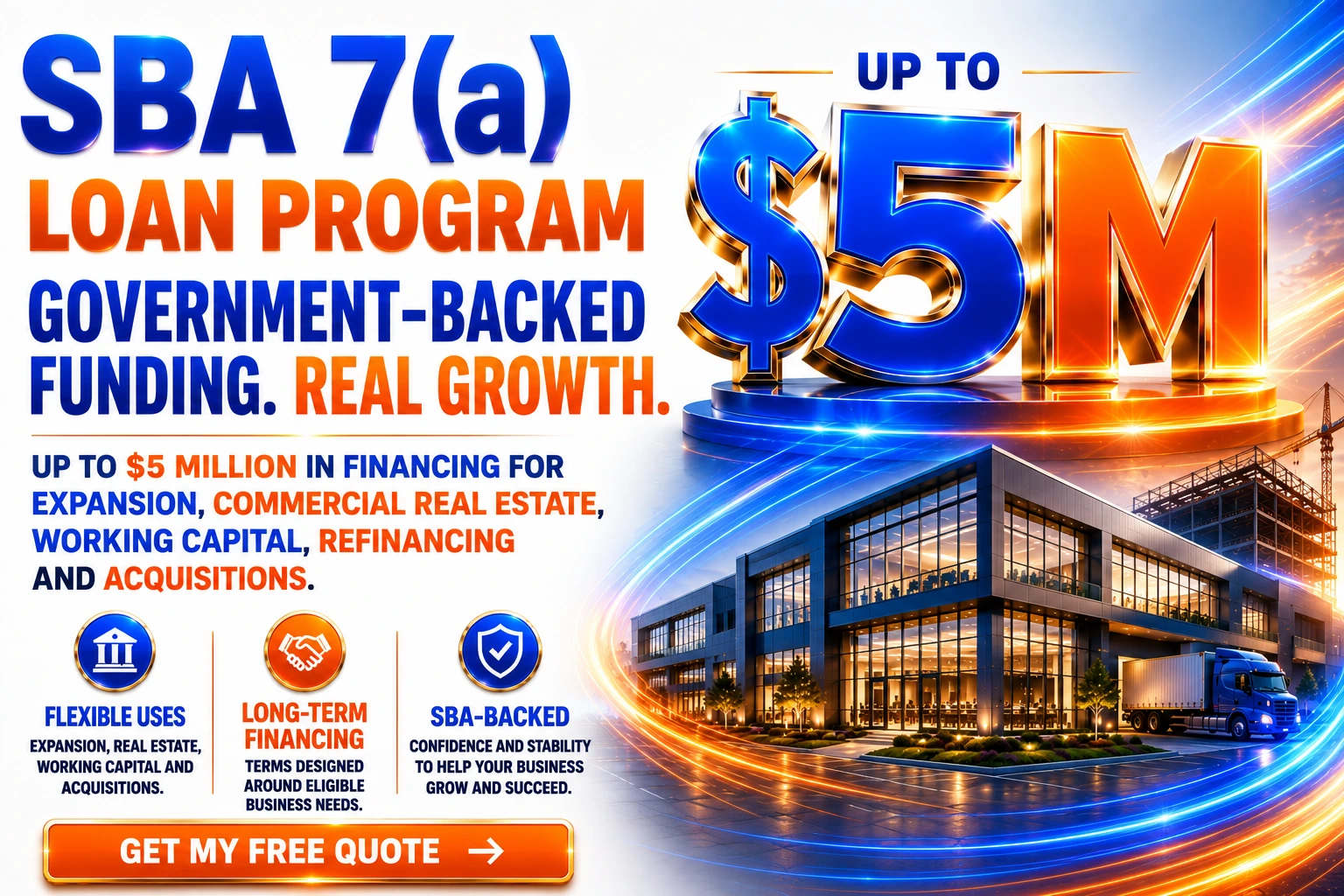 SBA 7(a) Loan Program — up to $5 million in financing